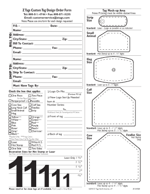 Z Tags Custom Tag Design Order Form