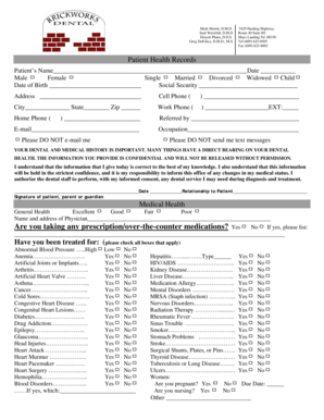 Patient Health Records Form