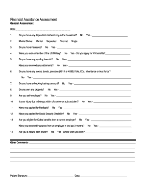 Financial Assistance Assessment Form