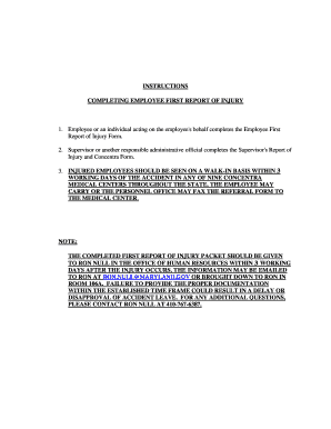 Employee First Report of Injury Form