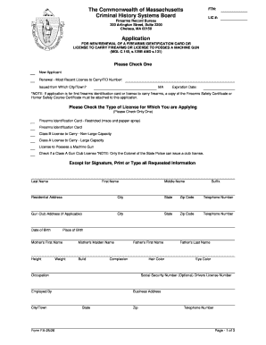 Massachusetts Firearms License Application
