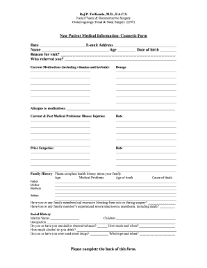New Patient Medical Information Form