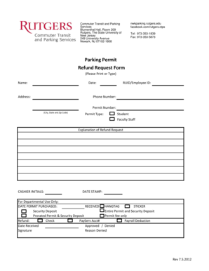 Rutgers Parking Permit Refund Request Form