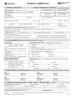 Employee Application for Health and Dental Coverage