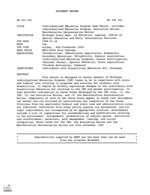 Michigan Individualized Education Program Team Manual