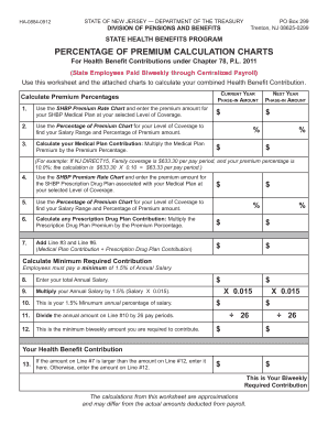New Jersey State Health Benefits Program Contribution Worksheet