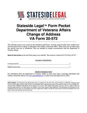 VA Form 20-572 Change of Address