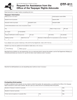 New York Taxpayer Rights Advocate Assistance Request