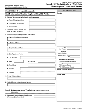 Form I-129CW Petition for CNMI-Only Nonimmigrant Transitional Worker