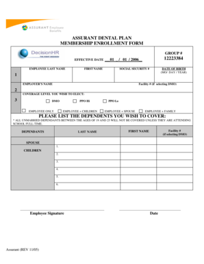Assurant Dental Plan Membership Enrollment Form