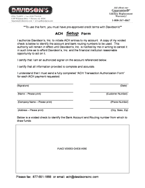 ACH Setup Form
