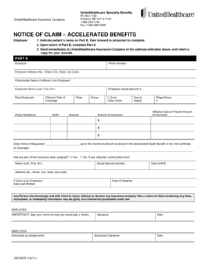 UnitedHealthcare Accelerated Benefits Claim Form