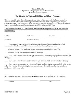 Florida Military CDL Skill Test Waiver