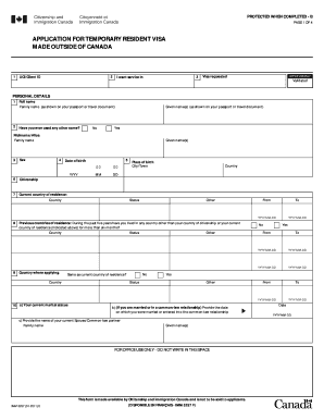 Application for Temporary Resident Visa