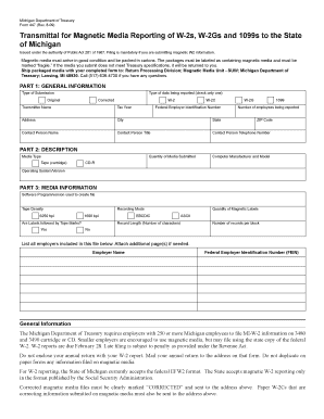Michigan Form 447 Transmittal for Magnetic Media Reporting