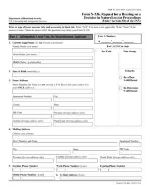 Form N-336 Request for a Hearing on a Naturalization Denial