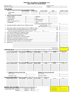 2008 Farm Tax Worksheet