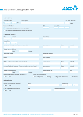 ANZ Graduate Loan Application Form