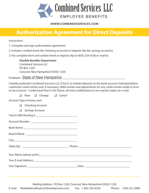 Authorization Agreement for Direct Deposits