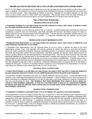 Rhode Island Mandatory Real Estate Relationship Disclosure Form