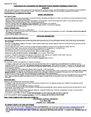 Statewide Central Register Database Check Form