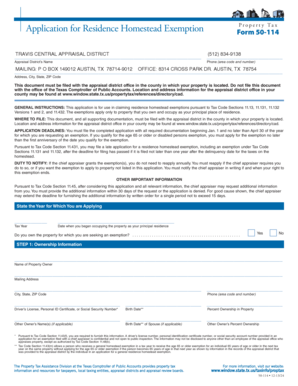 Texas Residence Homestead Exemption Application
