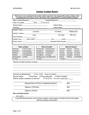 Student Accident Report Form