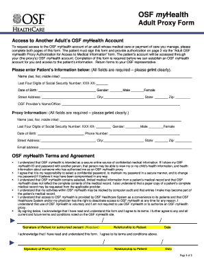Adult OSF myHealth Proxy Authorization Form