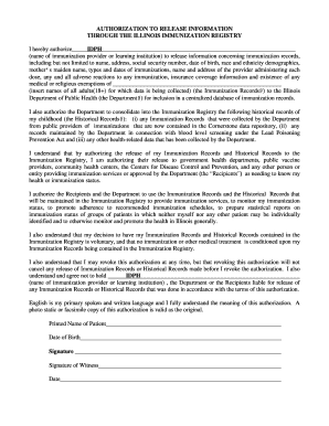 Authorization to Release Immunization Information