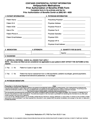 Antipsychotic Medications Prior Authorization Form