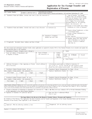 ATF Form 5 Tax Exempt Transfer and Registration of Firearm