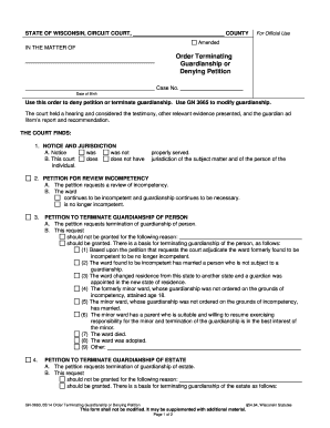 Order Terminating Guardianship or Denying Petition