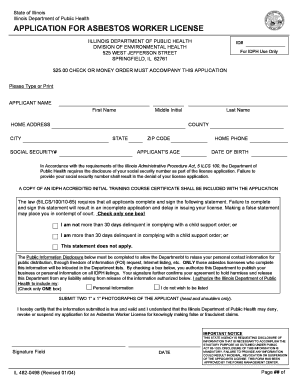 Illinois Asbestos Worker License Application