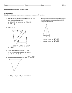 Geometry 1st Semester Exam Review