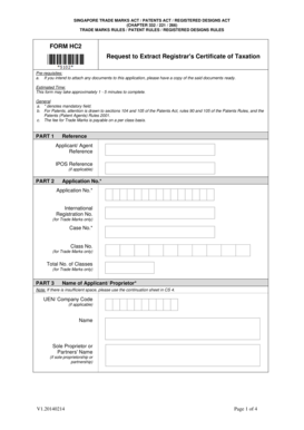 Singapore Trademark Patent Design Taxation Certificate Request
