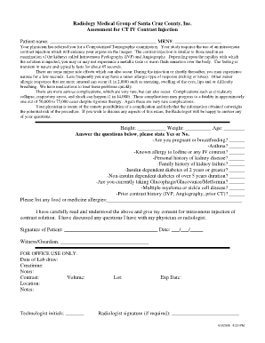 Assessment for CT IV Contrast Injection