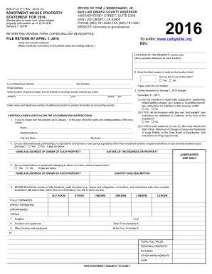 California Apartment House Property Statement