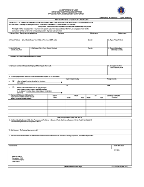 US Alien Employment Certification Application