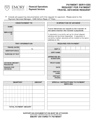 Emory University Travel Advance Request Form