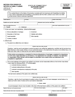 Motion for Order of Notice in Family Cases