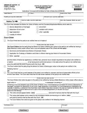 Order of Notice for Family Cases