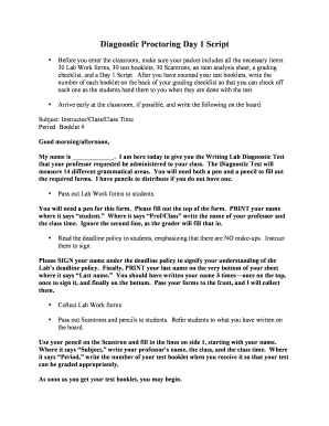 Writing Lab Diagnostic Test Script