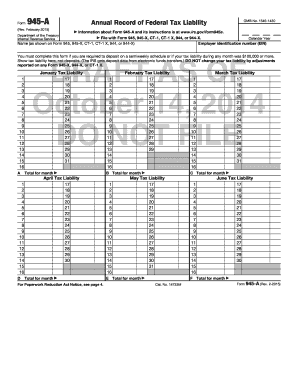 Form 945-A Annual Record of Federal Tax Liability