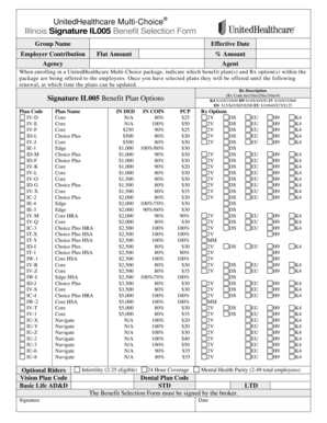 Illinois Signature IL005 Benefit Selection Form