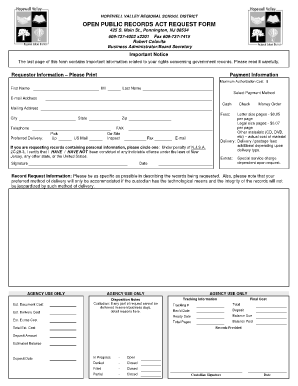 New Jersey Open Public Records Act Request Form