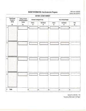 Standard Form 424A Budget Summary