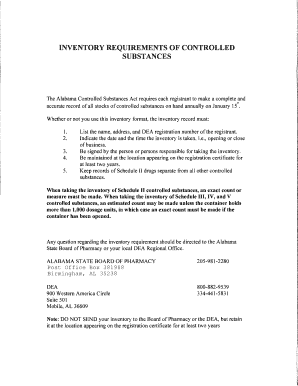 Alabama Controlled Substances Inventory Form