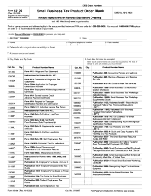 IRS Form 12196 Small Business Tax Product Order