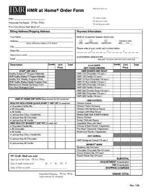 HMR at Home Order Form