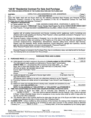Florida AS IS Residential Contract For Sale And Purchase